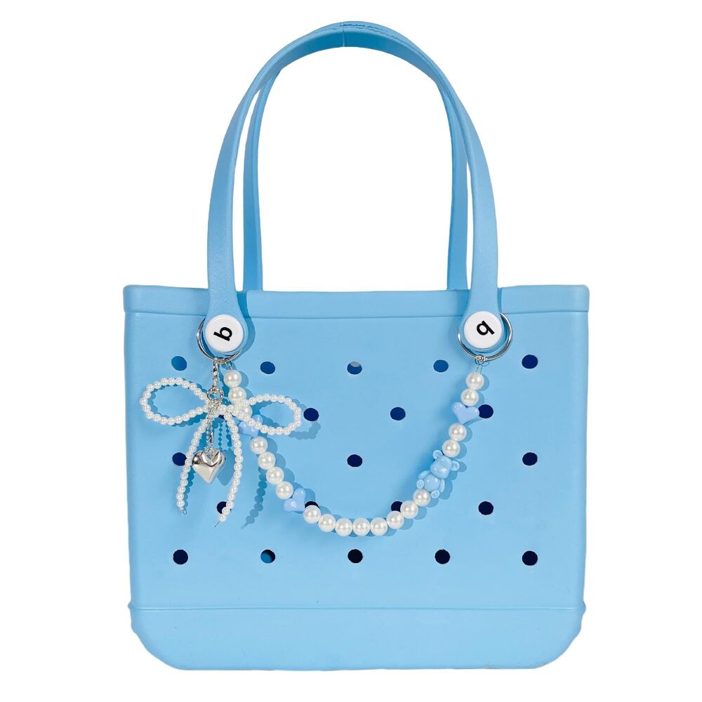 3136 Pearl Beaded Bow Charms for Bogg Bag Accessories Rubber Beach Bag